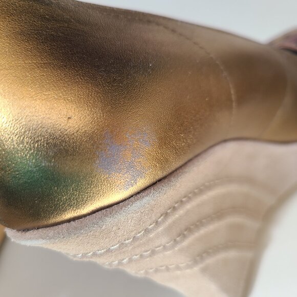 Vtg Steve Madden Gold Bronze Round Toe Platform Wedge Heel 7.5 - Picture 11 of 16